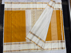 ORANGE & WHITE BORDER GADWAL SILK SAREE