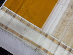 ORANGE & WHITE BORDER GADWAL SILK SAREE