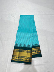 BULE COLOUR & GREEN BORDER GADWAL SILK SAREE