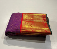 PURPLE COLOUR & RED\GOLD BORDER ZARI KANCHIPURAM SILK SAREE