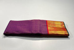 PURPLE COLOUR & RED\GOLD BORDER ZARI KANCHIPURAM SILK SAREE