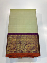 PISTACHIO GREEN & PURPLE ZARI SILK SAREE