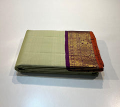 PISTACHIO GREEN & PURPLE ZARI SILK SAREE