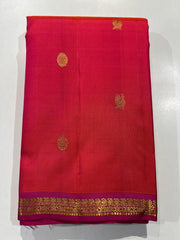 ORANGE & PINK COLOUR ZARI KANCHIPURAM SILK SAREE