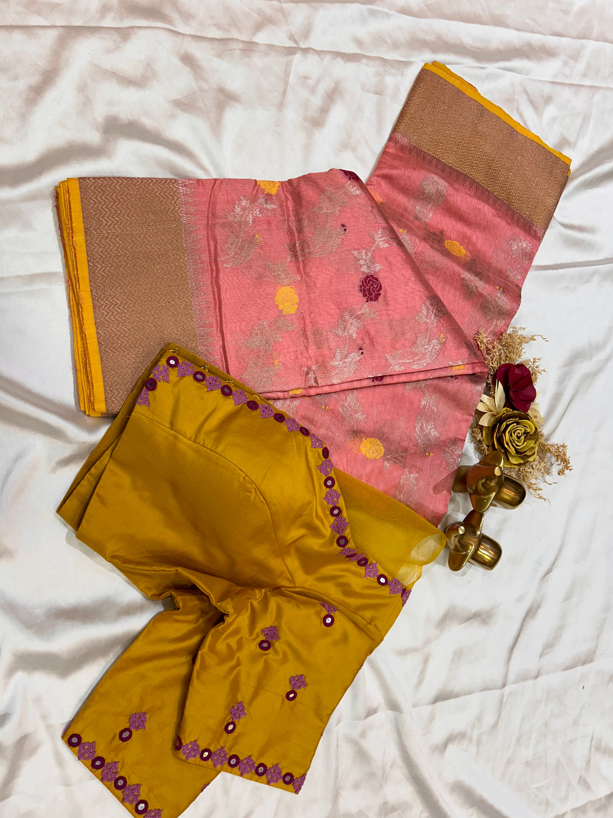 ONIONPINK CHANDERI SAREE