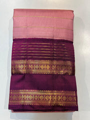 PINK COLOUR & MAGENTA PURPLE BORDER KANCHIPURAM SILK SAREE