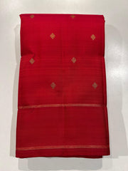 RED COLOUR PLAIN BORDER KANCHIPURAM SILK SAREE