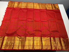 CHILLI RED COLOUR & GOLD BORDER KANCHIPURAM SILK SAREE