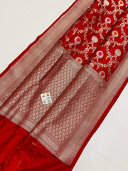 DARK RED COLOUR & GREY BODER BANARASI SAREE