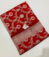 DARK RED COLOUR & GREY BODER BANARASI SAREE