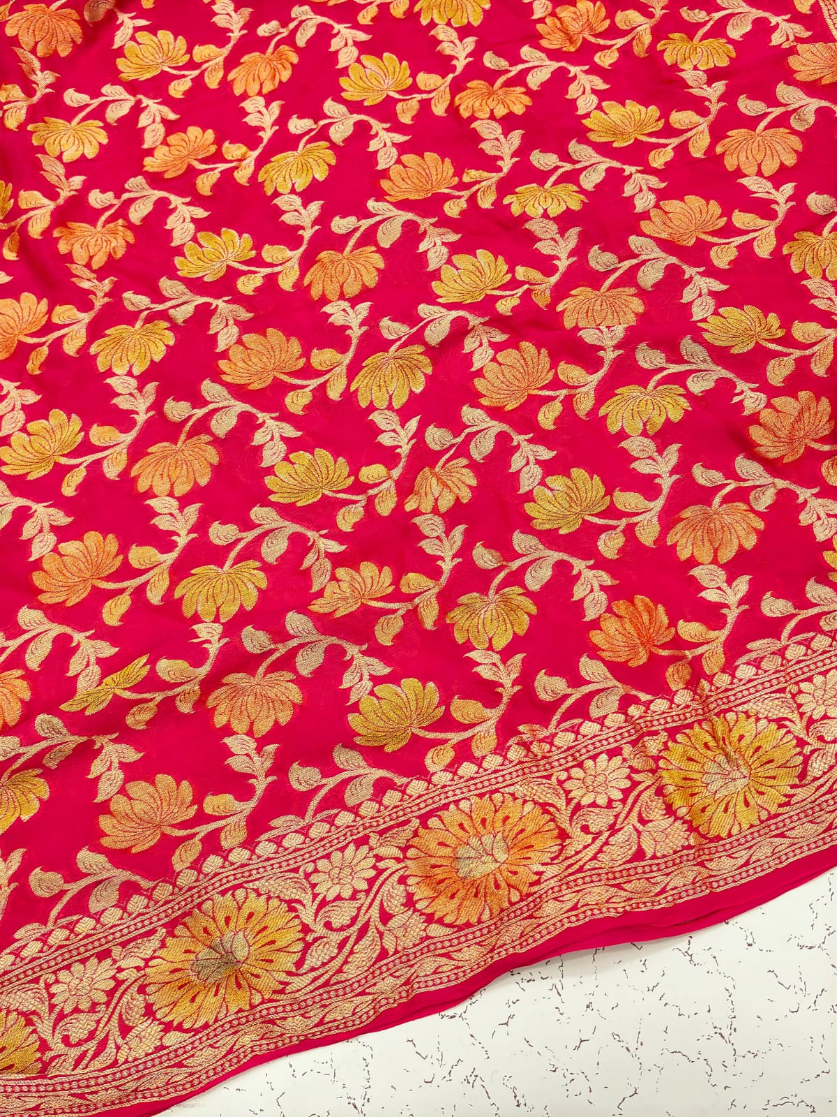 PINK & RED BANARASI SILK SAREE