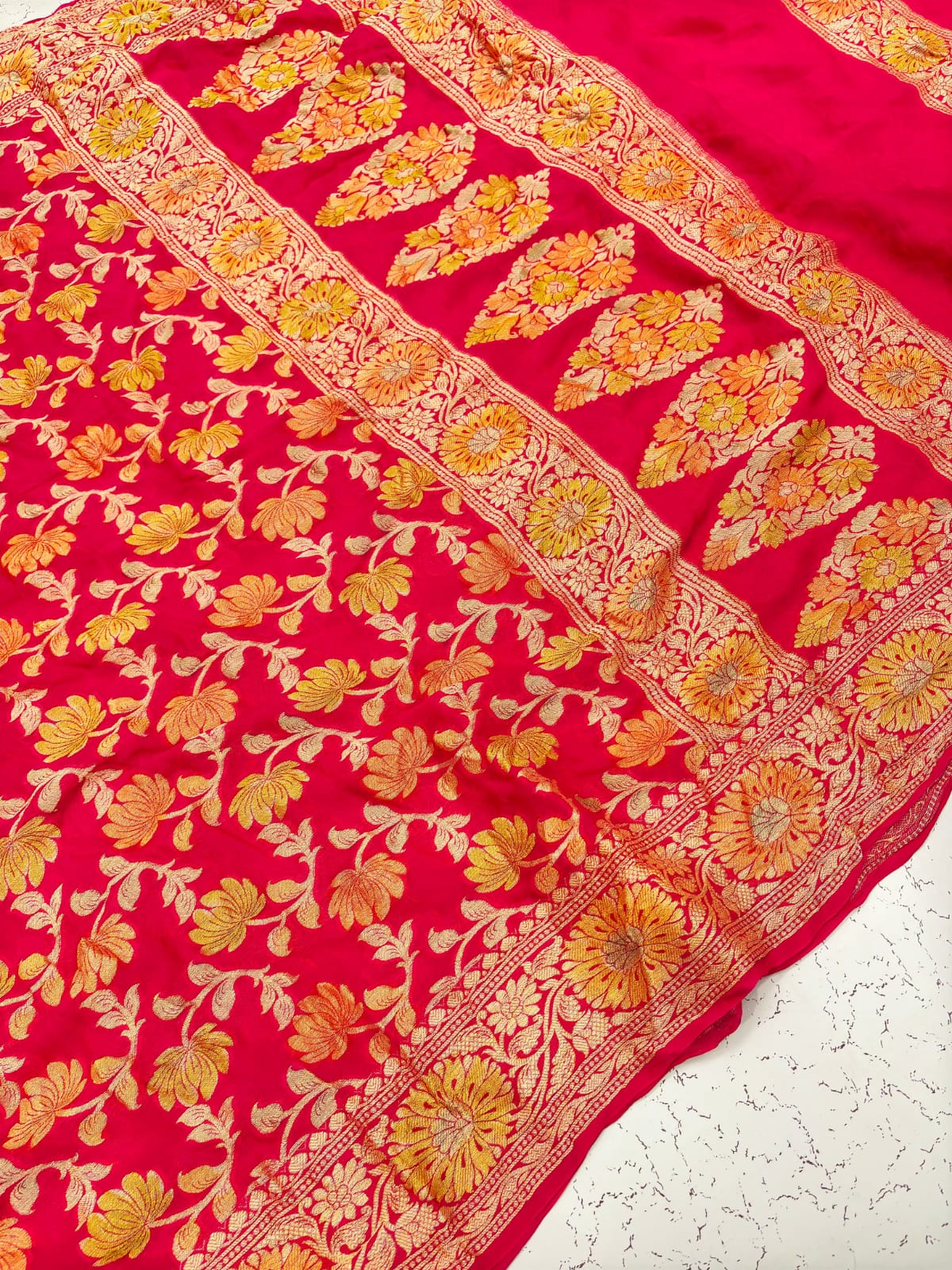 PINK & RED BANARASI SILK SAREE