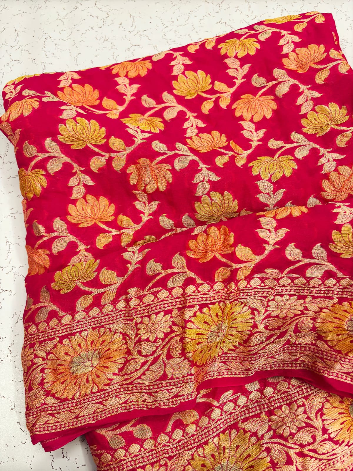 PINK & RED BANARASI SILK SAREE