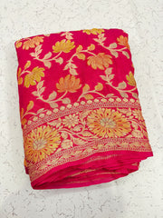 PINK & RED BANARASI SILK SAREE