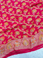 RED COLOUR & GOLDEN BORDER BANARASI SILK SAREE