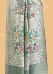 GREY COLOUR BANARSI SILK SAREE