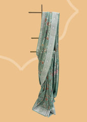 GREY COLOUR BANARSI SILK SAREE