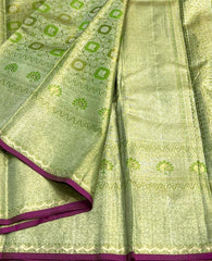 GREEN / GOLD MAGENTA PINK  KANCHI SAREES