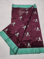 BROWN / MINT BLUE CHANDERI SAREE