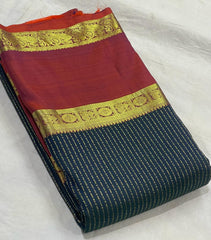 NAVY BLUE / MAROON KANCHI SAREE