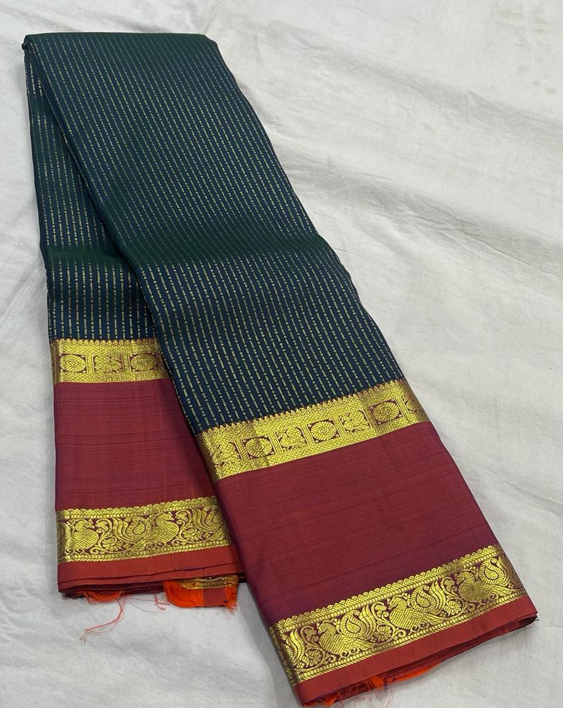 NAVY BLUE / MAROON KANCHI SAREE