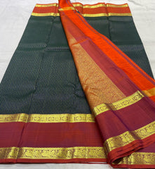 NAVY BLUE / MAROON KANCHI SAREE