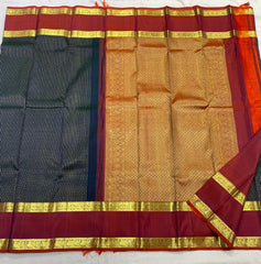 NAVY BLUE / MAROON KANCHI SAREE