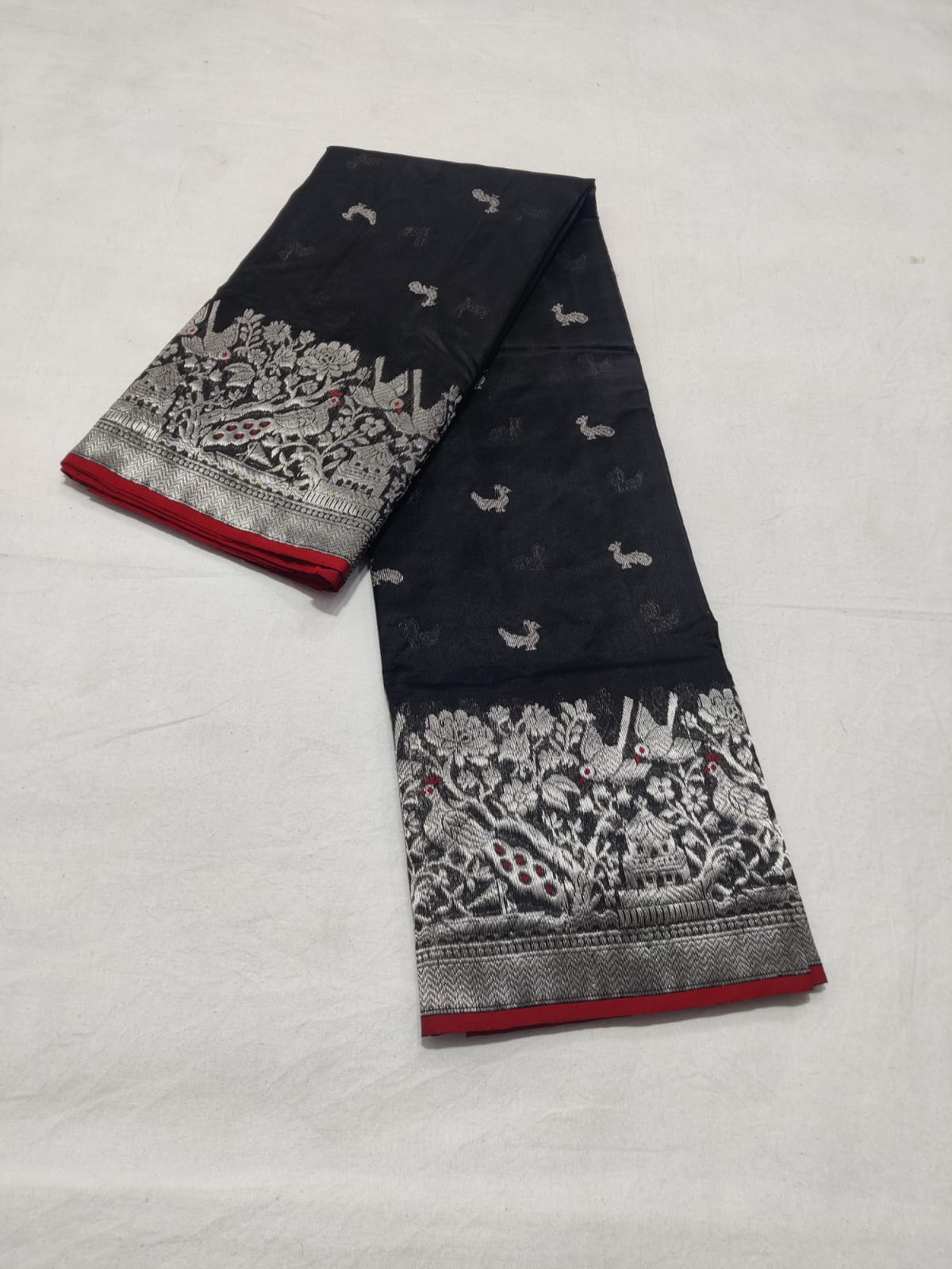 BLACK CHANDERI SAREE