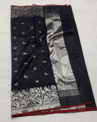 BLACK CHANDERI SAREE