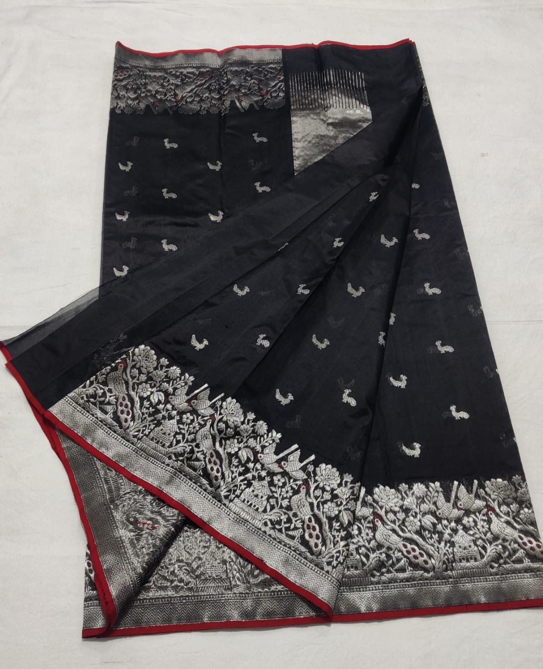 BLACK CHANDERI SAREE