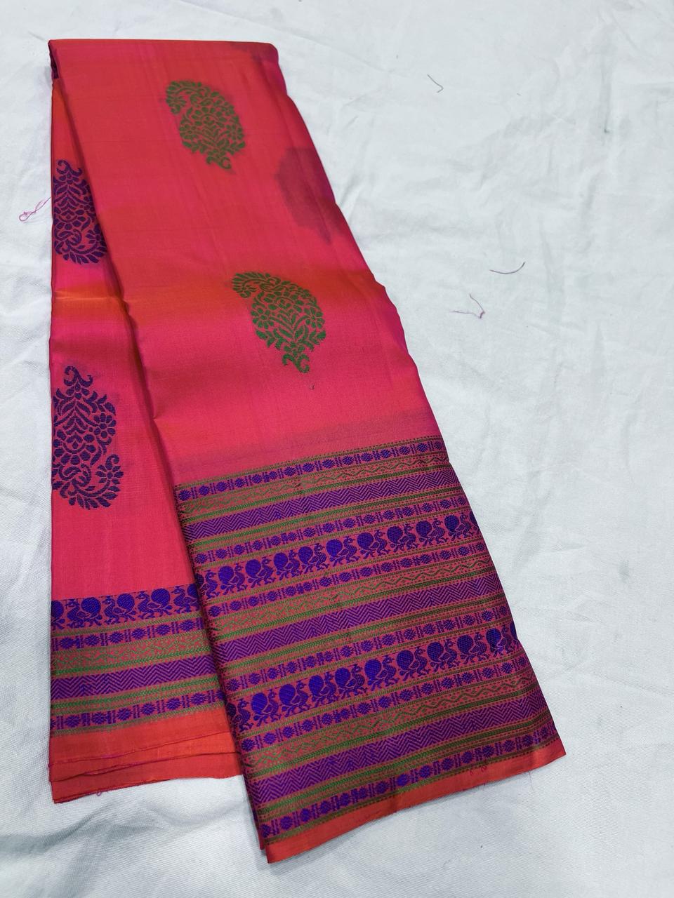 PINK / PURPLE KANCHI SILK SAREE