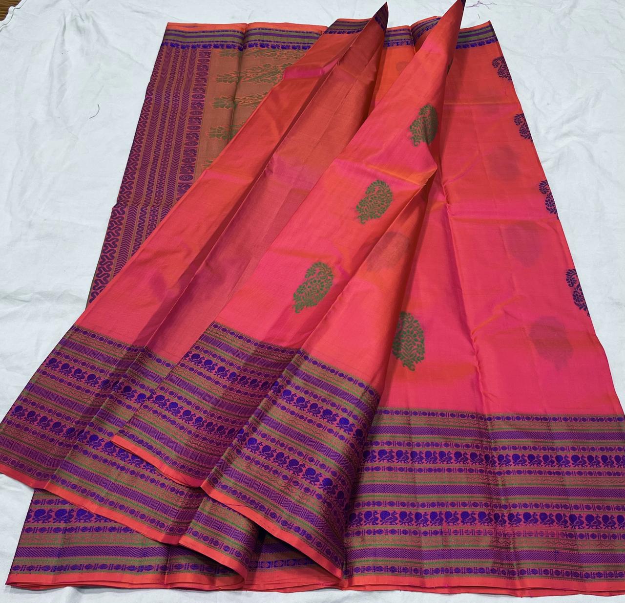 PINK / PURPLE KANCHI SILK SAREE