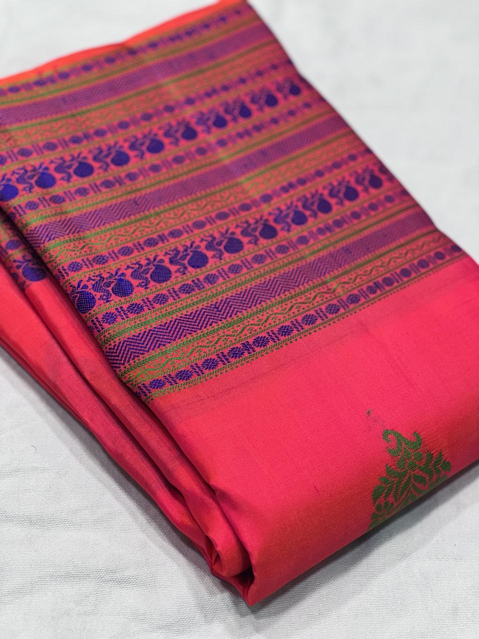 PINK / PURPLE KANCHI SILK SAREE