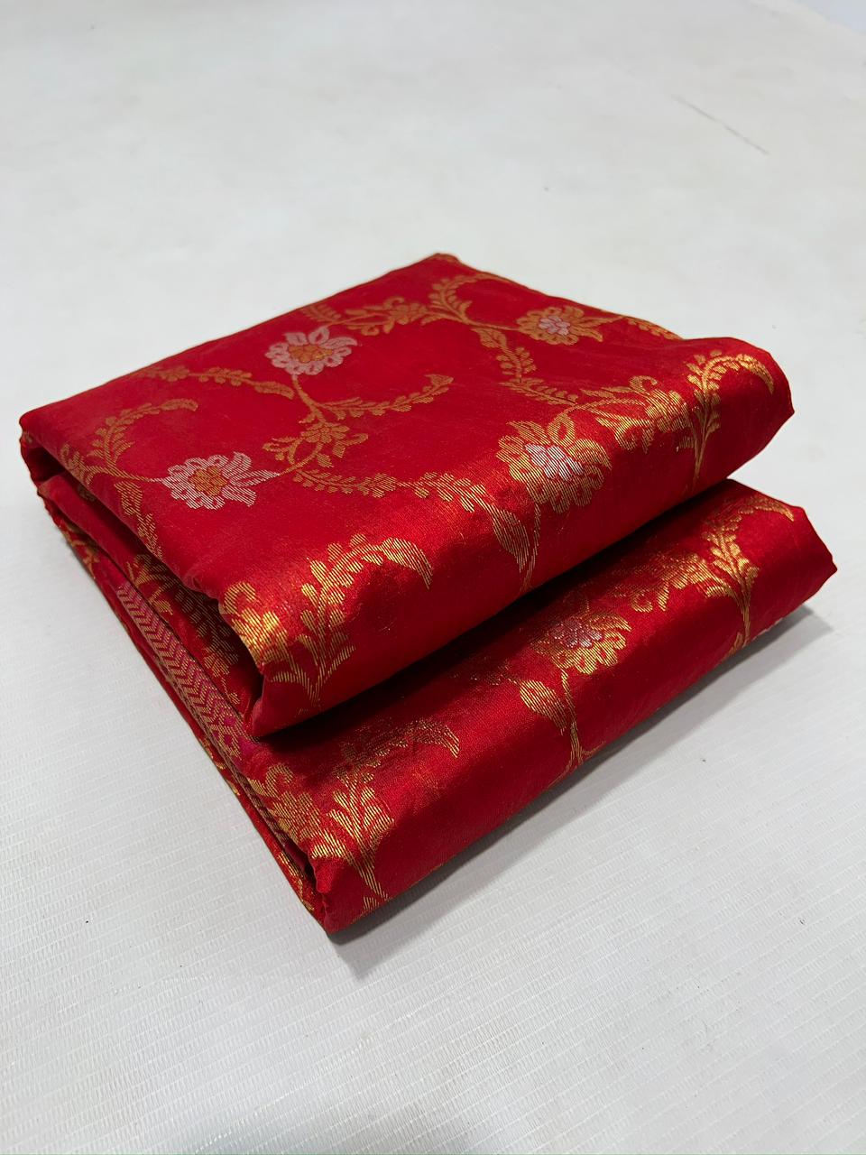 RED CHANDERI SAREE