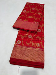 RED CHANDERI SAREE