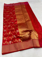 RED CHANDERI SAREE