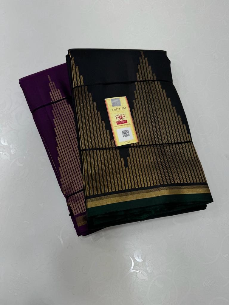 BLACK TEMPLE BOARDER KANCHI SILK SAREE