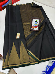 BLACK TEMPLE BOARDER KANCHI SILK SAREE