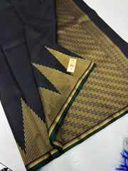 BLACK TEMPLE BOARDER KANCHI SILK SAREE