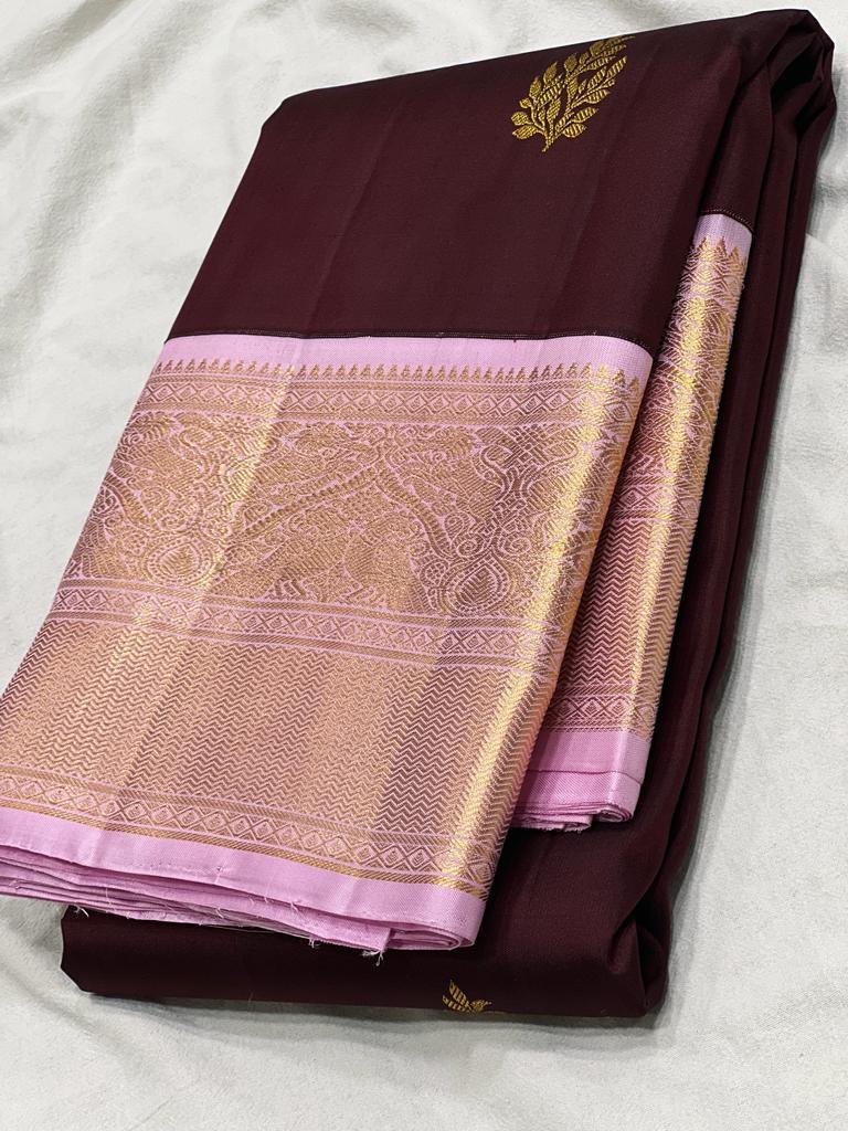 BROWN / LAVENDER KANCHI SAREE