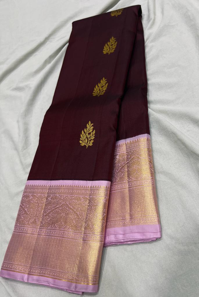 BROWN / LAVENDER KANCHI SAREE