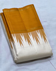 HALF WHITE / BROWN TEMPLE BOARDER SAREE