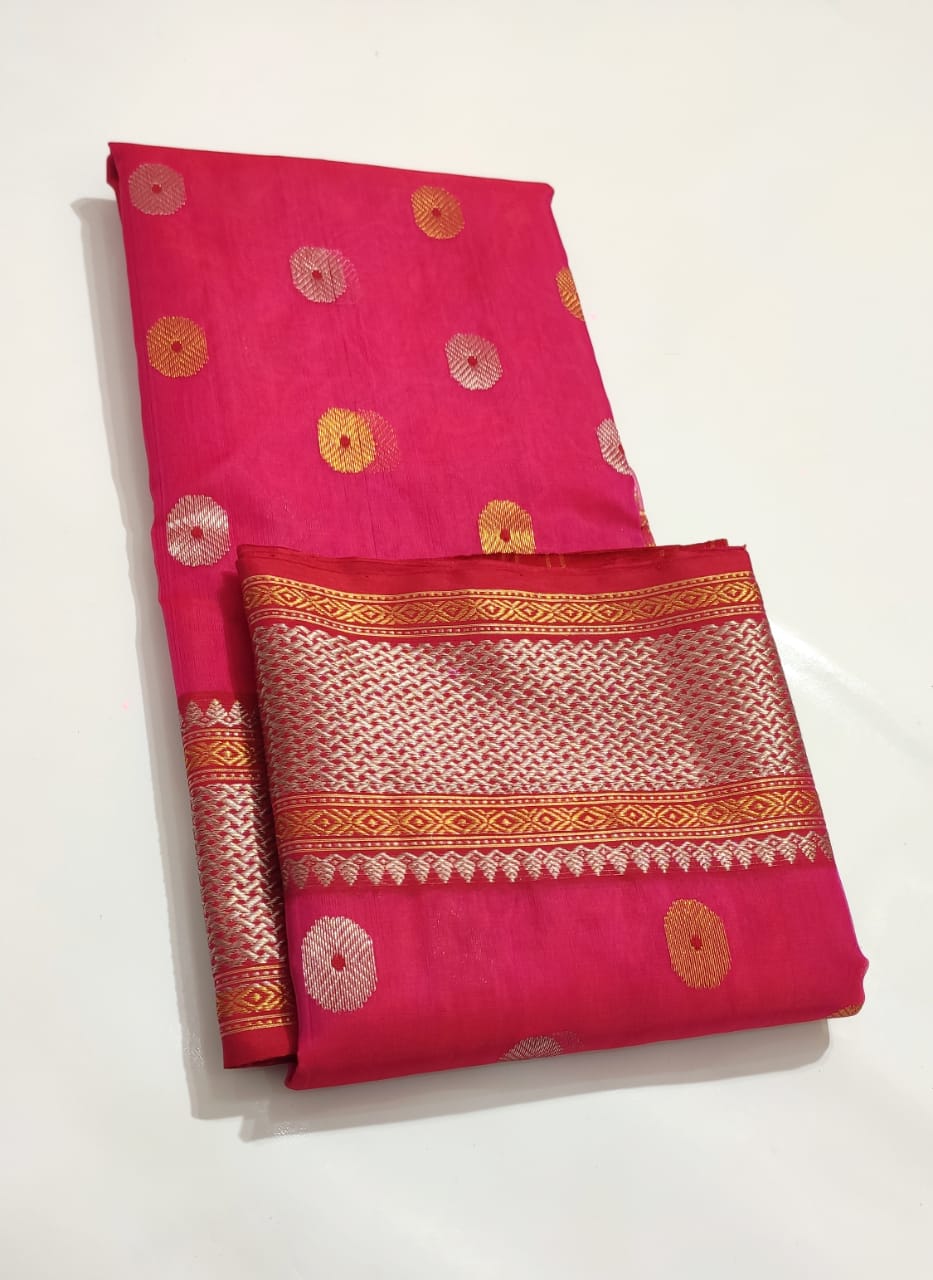 ROSE PINK CHANDERI SAREE