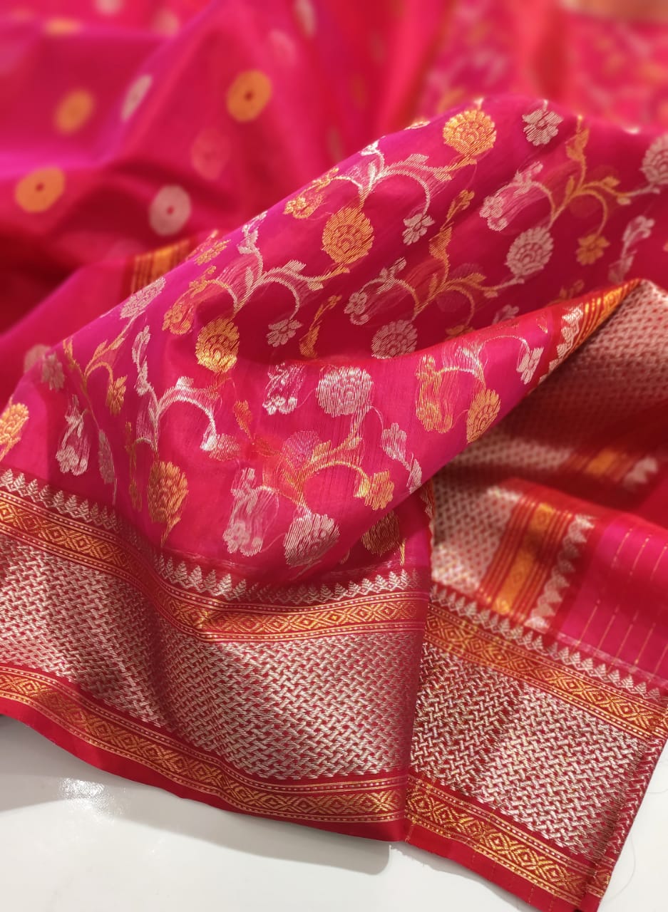 ROSE PINK CHANDERI SAREE