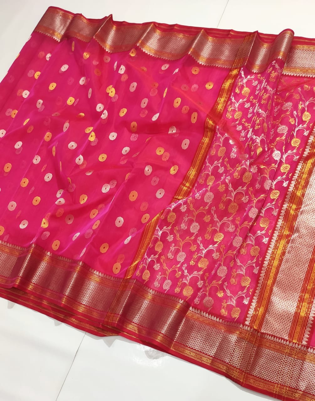 ROSE PINK CHANDERI SAREE