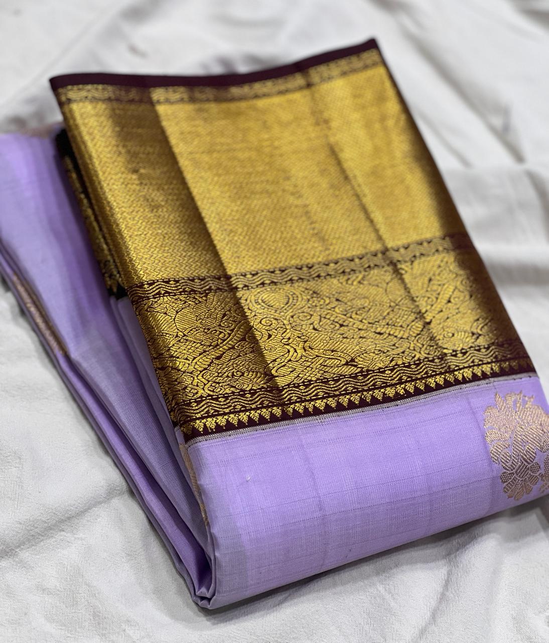 LAVENDER / BROWN KANCHI SAREE