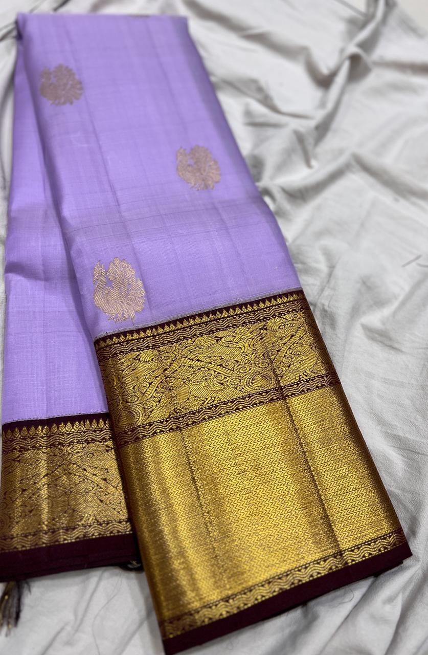 LAVENDER / BROWN KANCHI SAREE