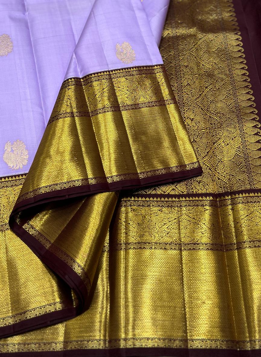 LAVENDER / BROWN KANCHI SAREE