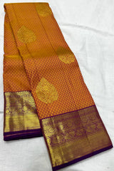 ORANGE / VIOLET KANCHI SAREE