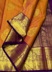 ORANGE / VIOLET KANCHI SAREE